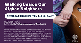 image of webinar announcement walking beside afghan neighbor