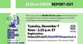 image of webinar announcement elca at cop26 report-out