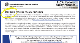 2022 ELCA Federal Advocacy Priorities