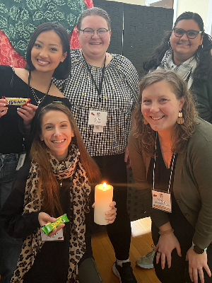 I am holding the candle our cohort lights every time we meet (Also modeling 'Sport' candy from Hungary - an interesting flavor, to say the least!). These three ladies will be volunteering with me in Central Europe, though we will be sent out to individual locations in the country. Perhaps the next time we light this candle, we will be at our orientation in Central Europe!